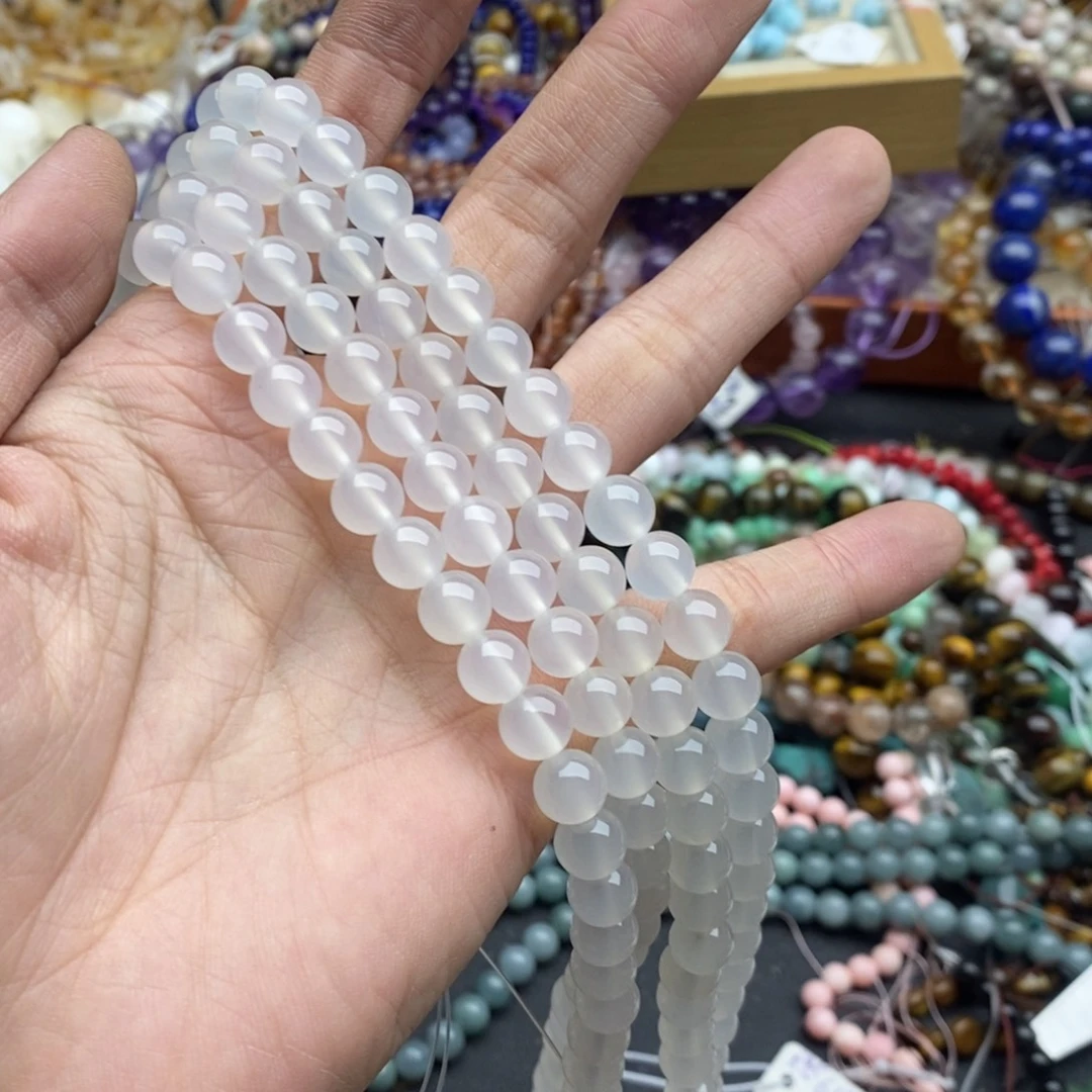 玛瑙/玉髓未镶嵌珠宝半成品一条天然8mm精品荔枝冻玛瑙圆珠