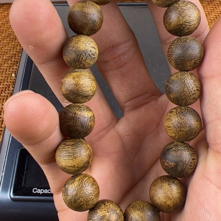 沉香沉香碎屑+棋楠沉香圆珠卡12mm克重12.5克