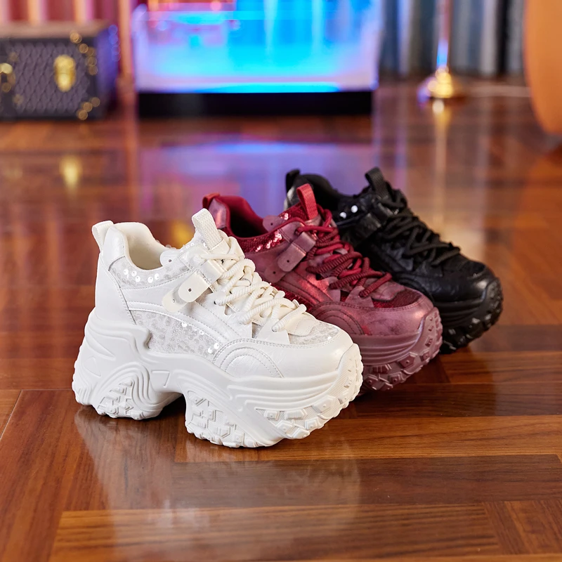 8650内增高满亮片老爹鞋女2024年秋季新爆款松糕时尚休闲运动鞋潮