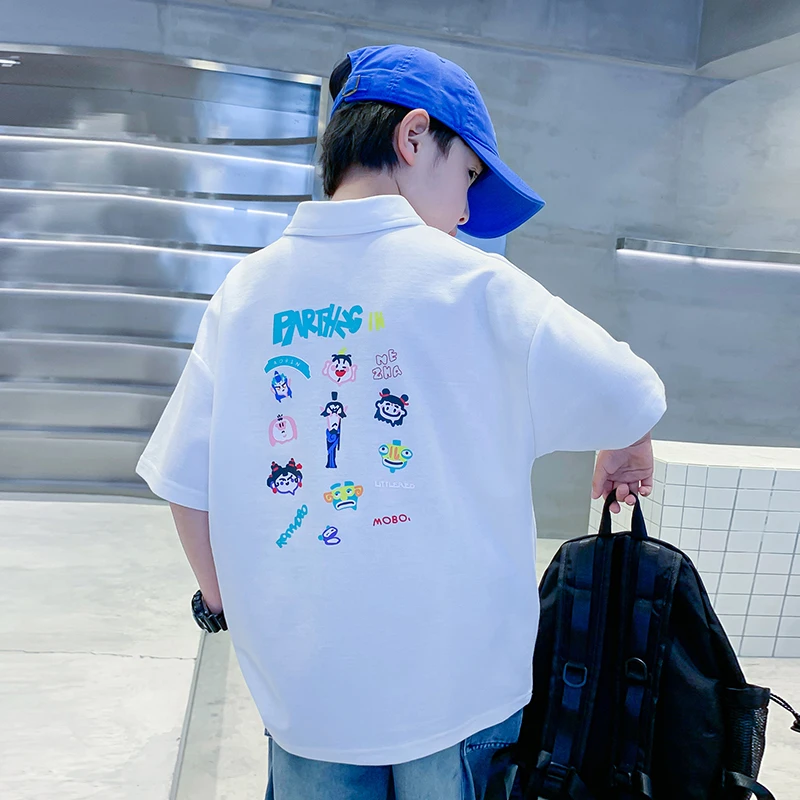 儿童POLO衫夏季2025新款痞帅男童夏装短袖薄款中大童宽松半袖T恤