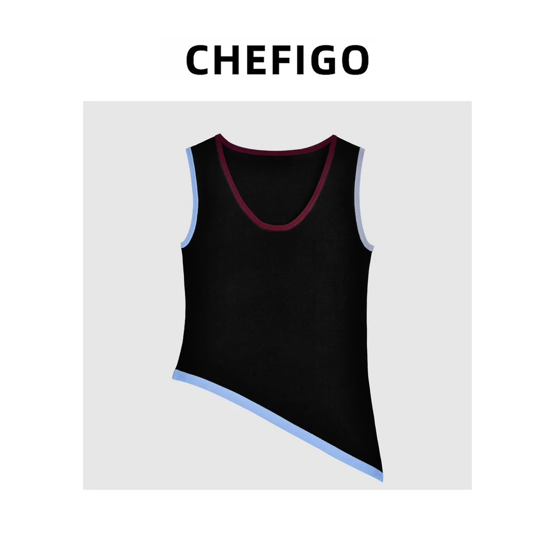 CHEFIGO拼色针织背心