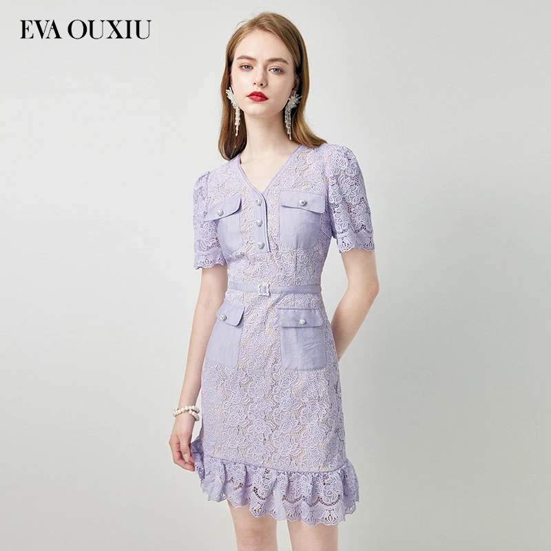 【初依专属】EVA OUXIU/伊华欧秀蕾丝连衣裙 42KAQ4726