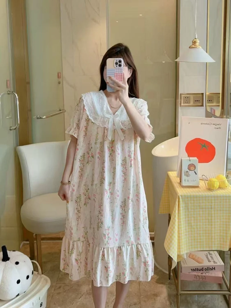 【2号链接】夏季新款女甜美风法式气质温柔带胸垫飞袖吊带网纱睡裙