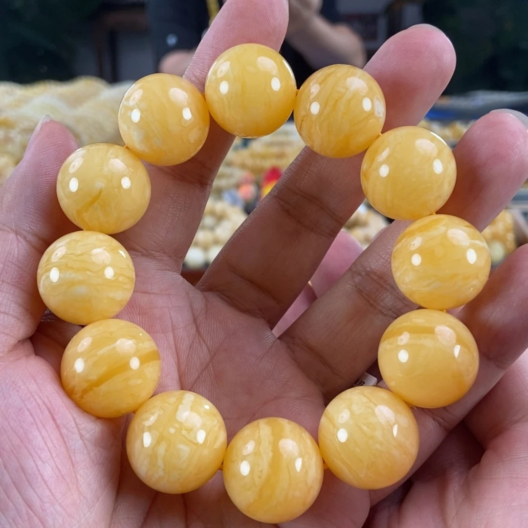 琥珀未镶嵌珠宝奇石20橘虎皮纹同料串55