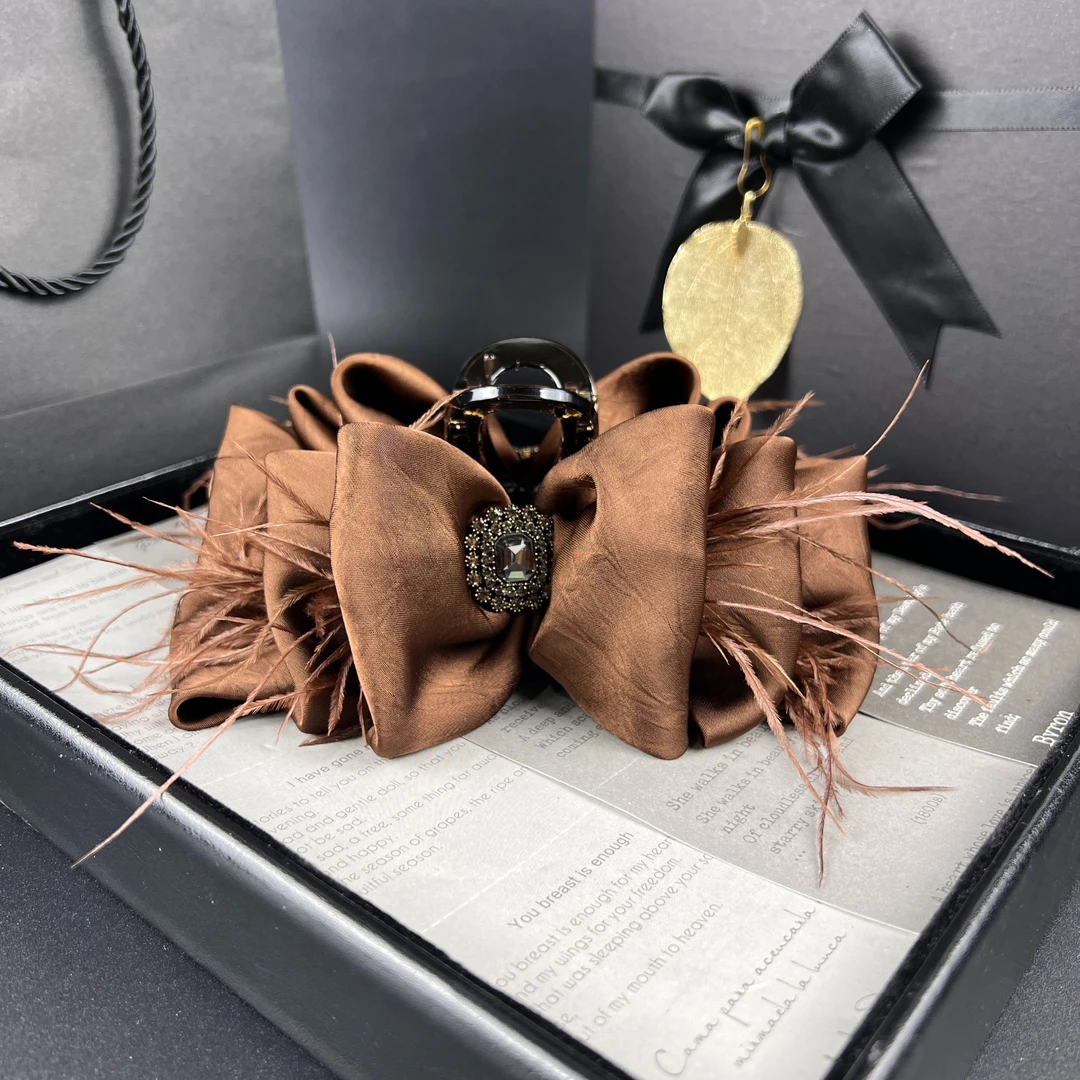 叶之秋飘系列金色星期五璀璨羽毛气质抓夹轻奢时尚优雅发饰头饰