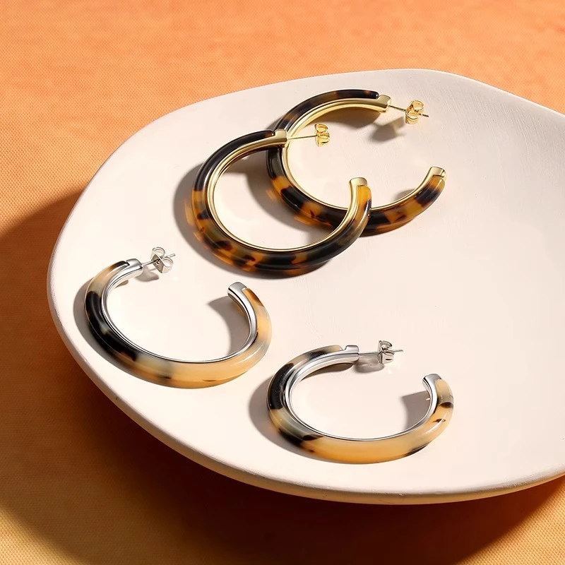 925银树脂耳饰 赵露思同款经典链条法式复古耳环耳圈520礼物