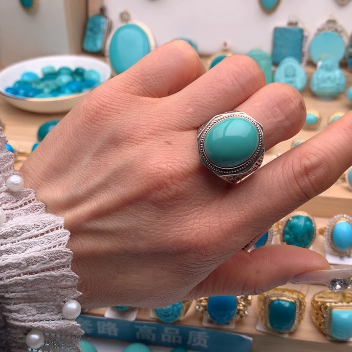 绿松石银S925镶嵌珠宝奇石