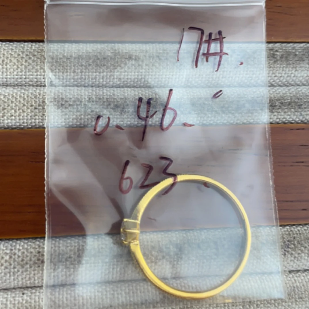 A7克重0.46 17号 白钻6D戒指 足金999