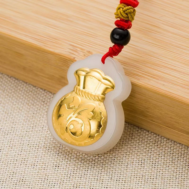 铜合金亚克力吊坠 金镶玉福袋吊坠