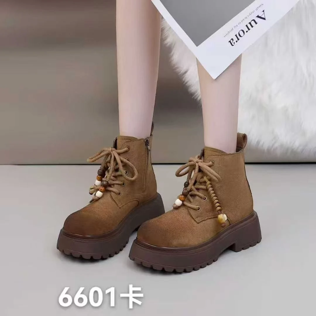 【专属】6601女短筒秋季英伦中跟马丁靴高帮靴高帮复古休闲厚底