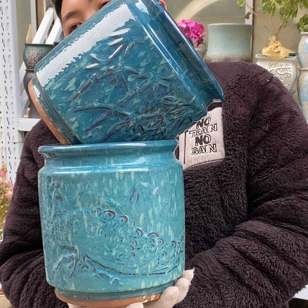 紫砂花盆口20高20处理俩个