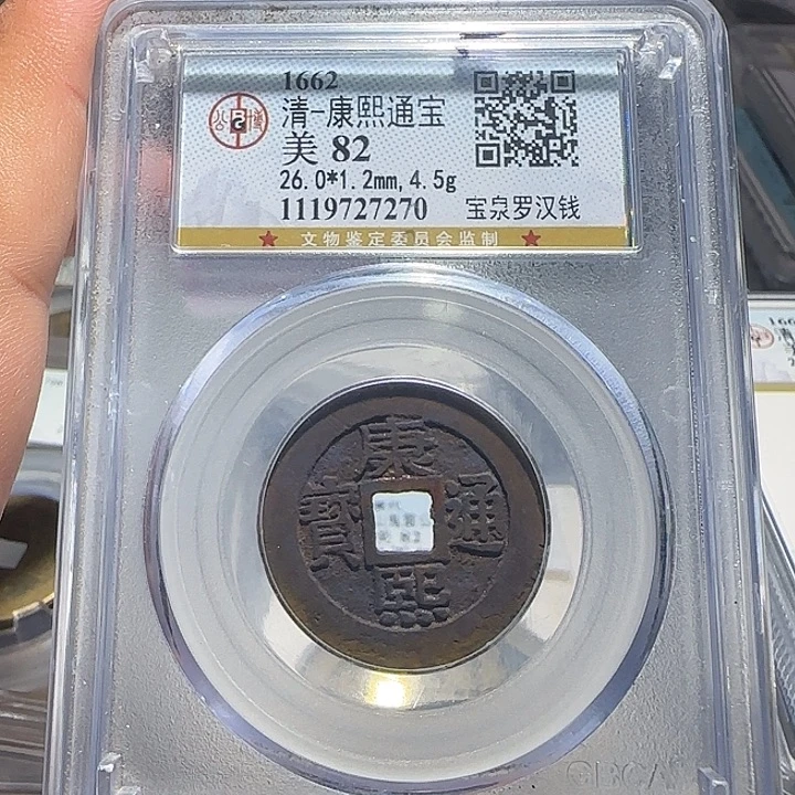 拽***情铜铜康熙通宝满汉钱82，维知