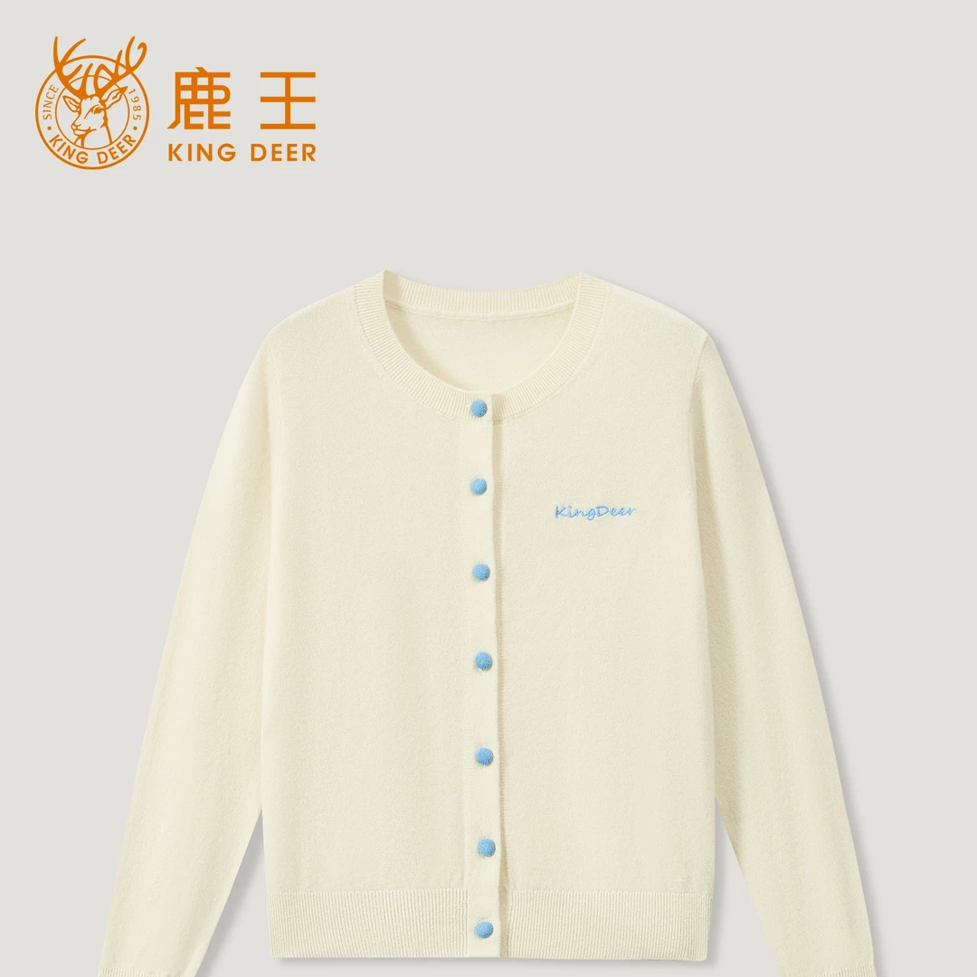 【达人专属】King Deer/鹿王秋冬新款百搭休闲宽松圆领开衫L805587