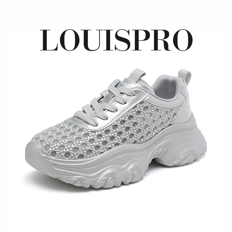 【LOUISPRO】意式名品清凉透气运动鞋 镂空厚底软底板鞋松糕鞋女士