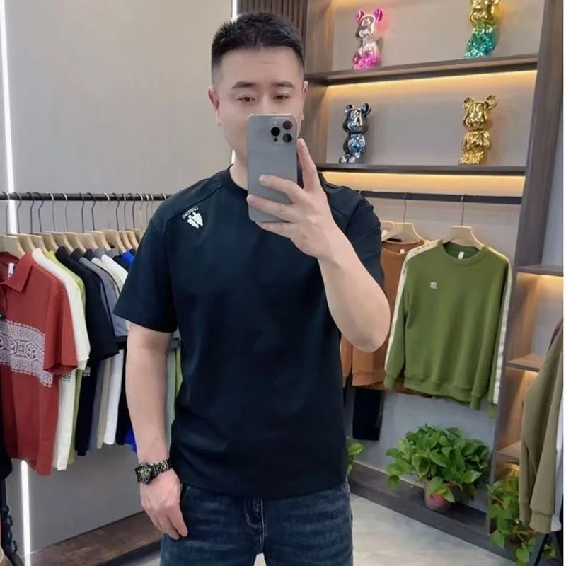2025春夏新款短袖男士时尚休闲百搭高品质夏季半袖圆领