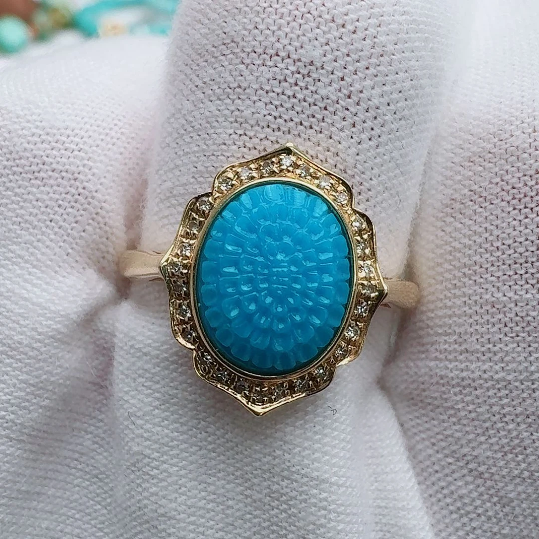 18K金镶嵌绿松石珠宝奇石