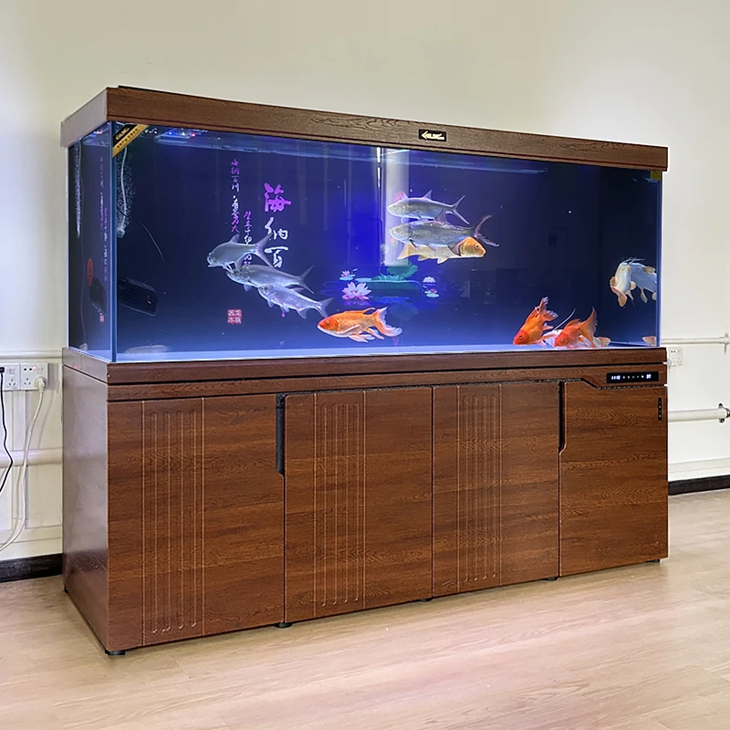 西龙客厅鱼缸超白缸大中型免换水屏风隔断下过滤水族箱底滤龙鱼缸