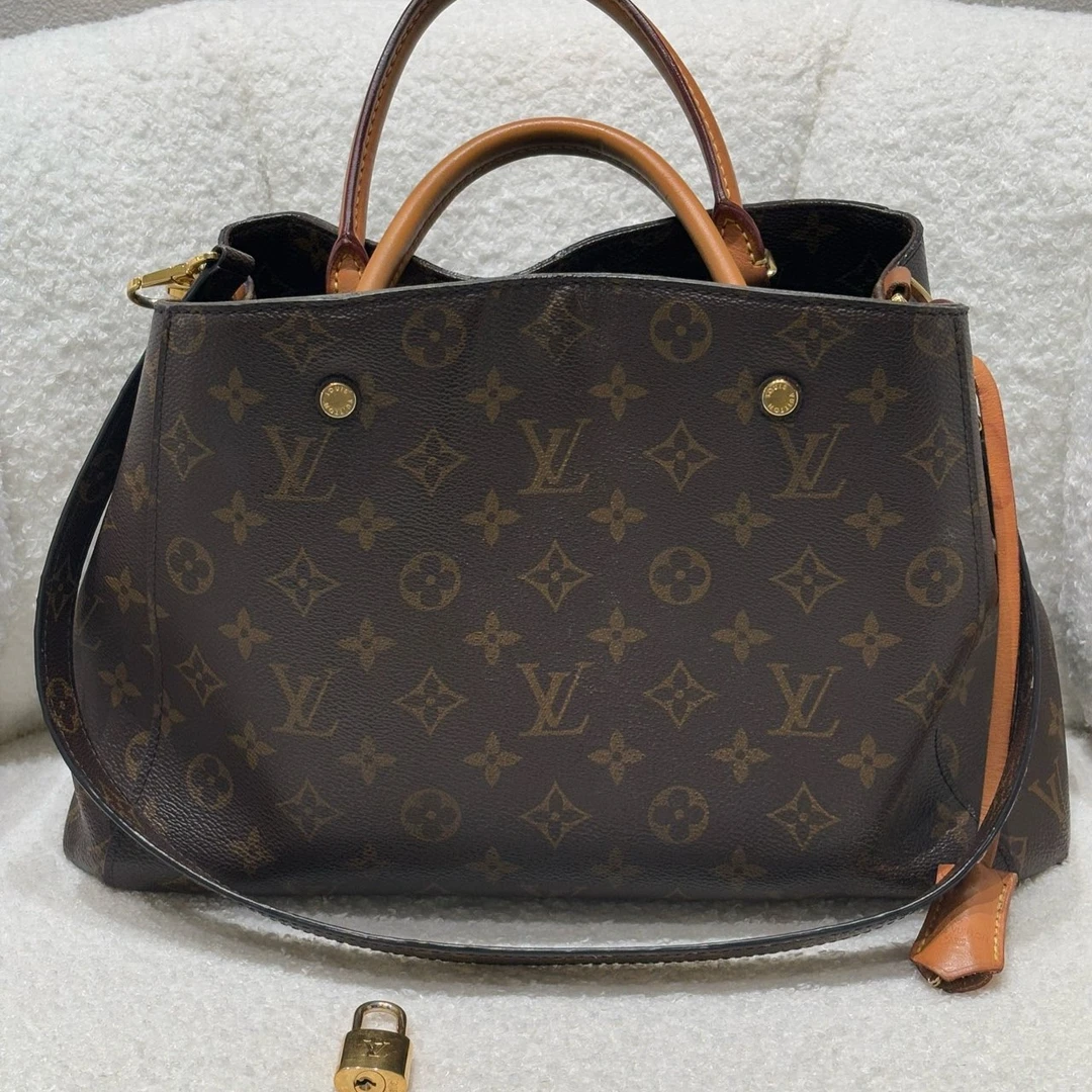 99新 LV  老花蒙田中号，手提单肩斜挎包，编码款【N0022】