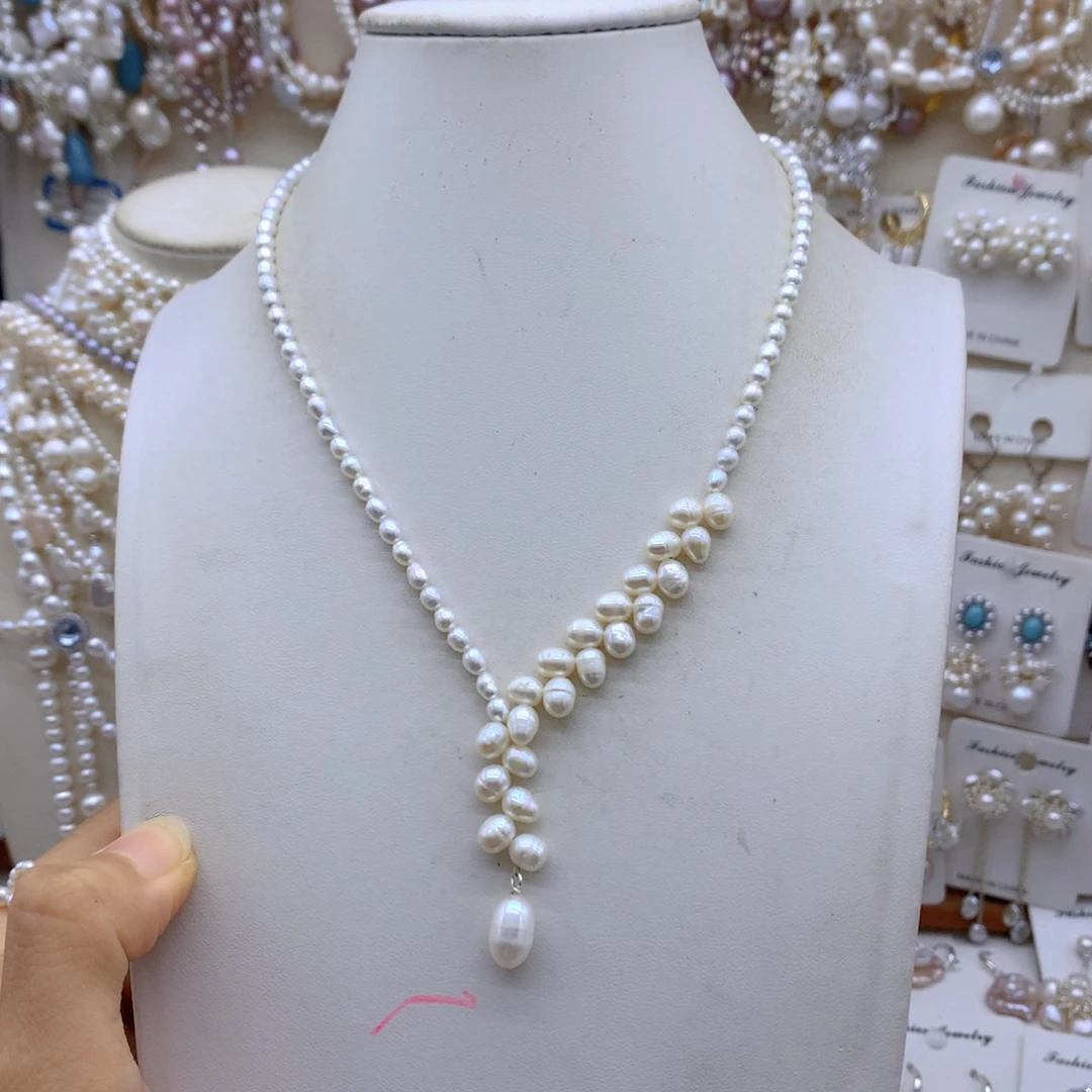 银S925镶嵌淡水珍珠项链耳饰