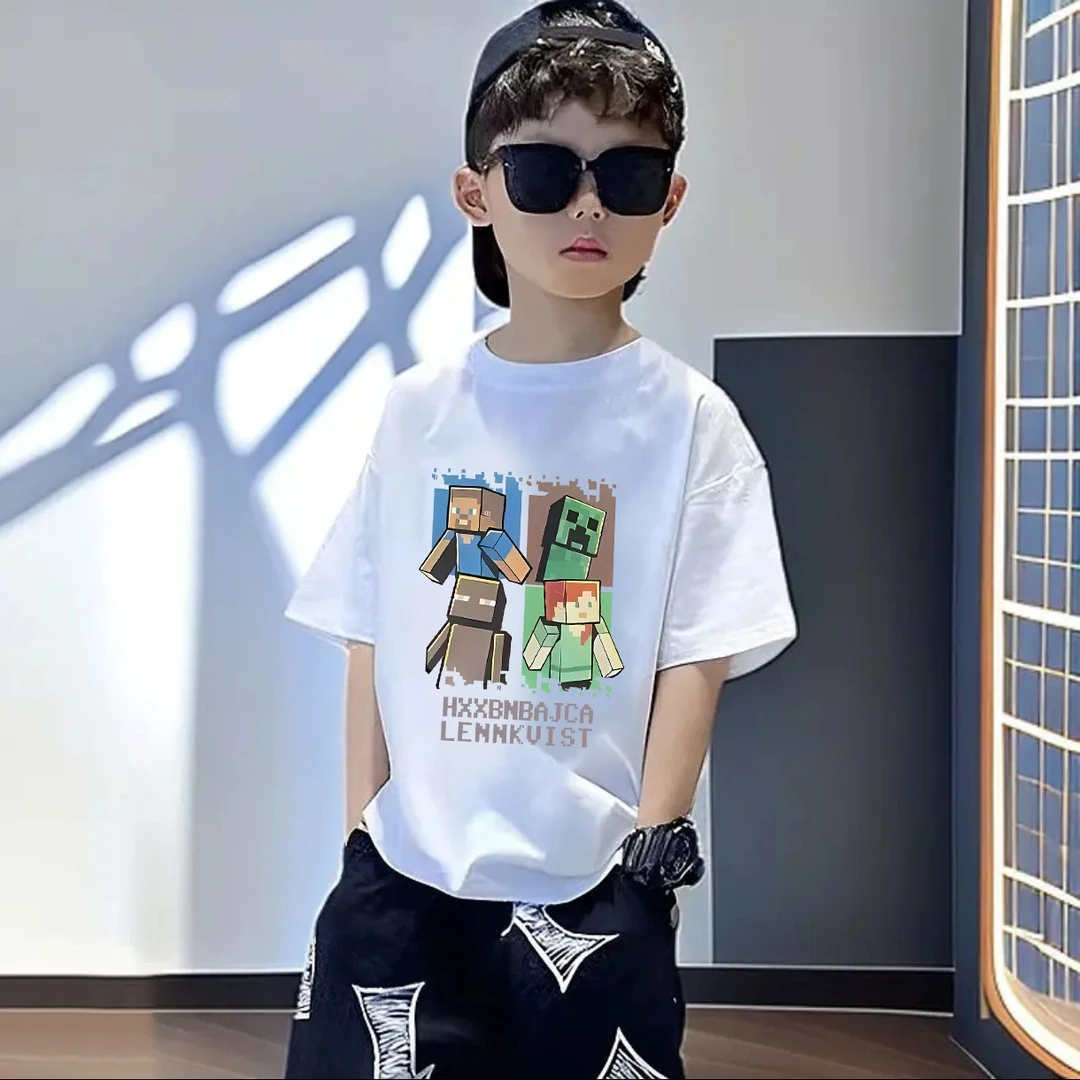 纯棉宝宝装拼色短袖T恤中小男女童夏季新款洋气时髦半袖上衣印花