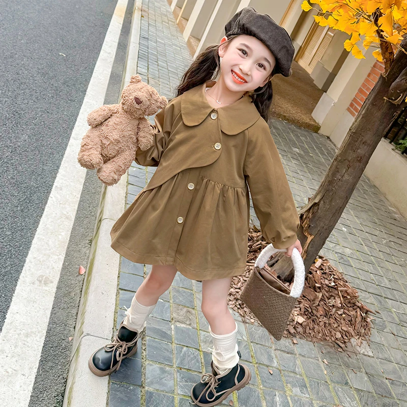 女童外套春秋2025新款儿童洋气时髦秋季上衣女宝宝中长款秋装风衣