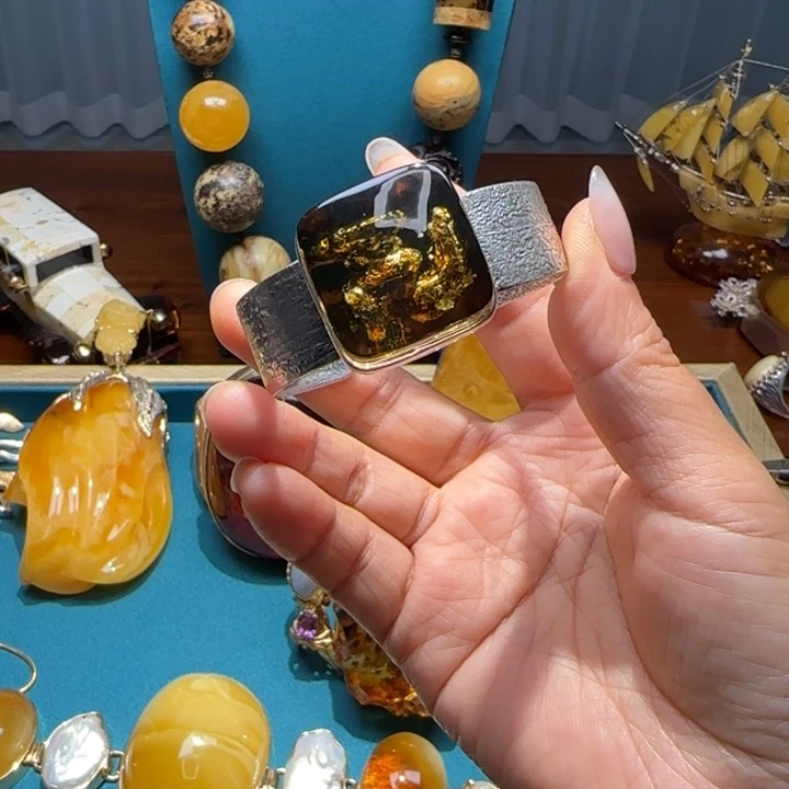 琥珀未镶嵌手链波兰设计款琥珀蜜蜡