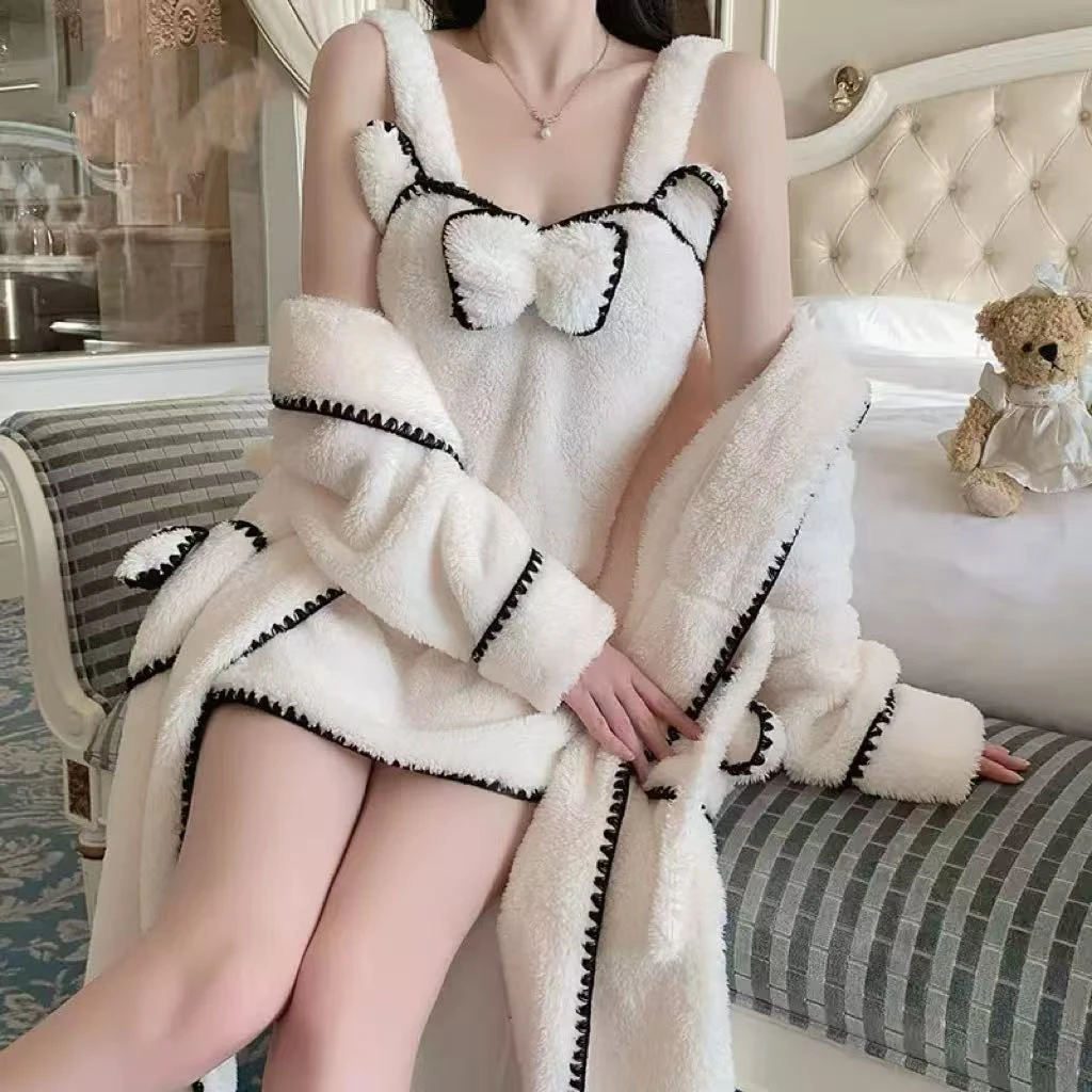 【冬日暖阳】珊瑚绒小香风冬季加厚热力绒保暖睡衣家居服套装甜美