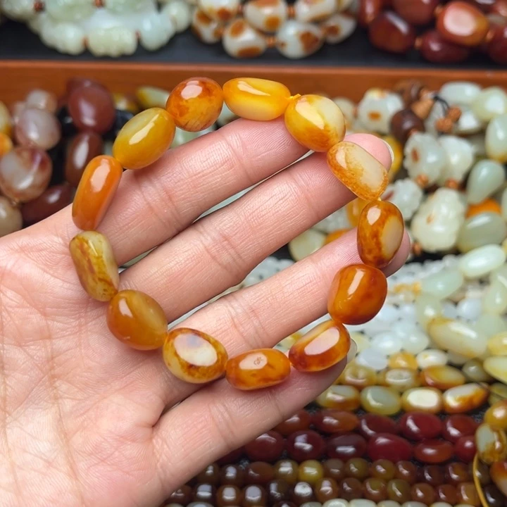 富***煤和田玉未镶嵌手链