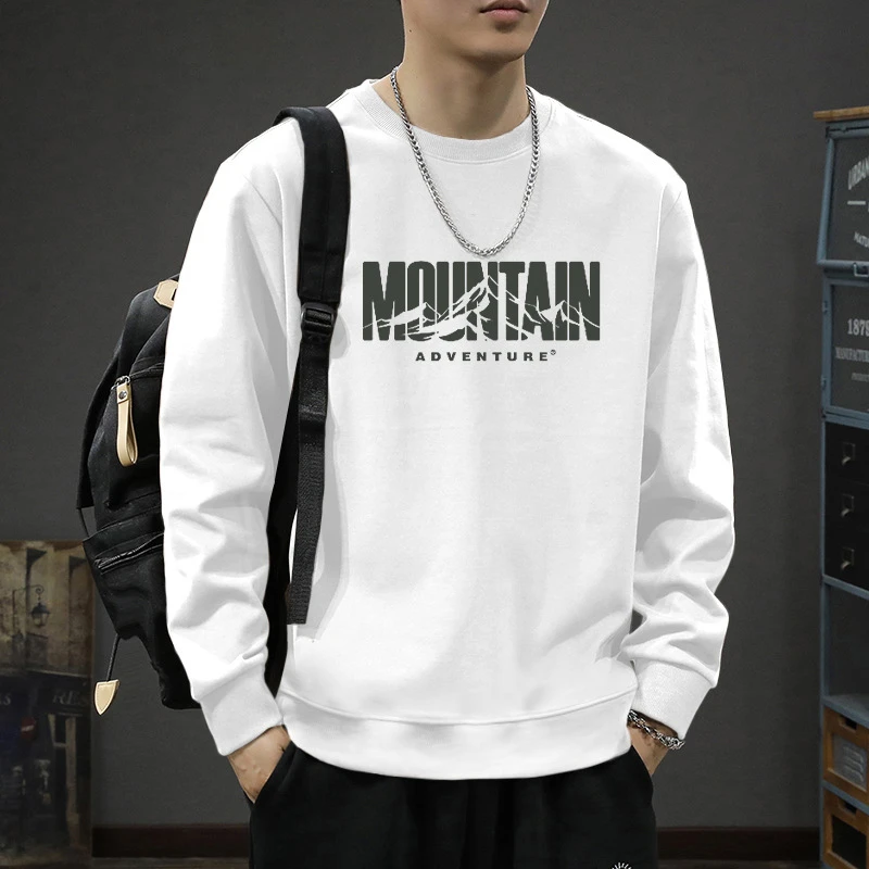 套头款新款重磅圆领卫衣男款字母设计感美式秋冬早秋潮牌无帽长袖