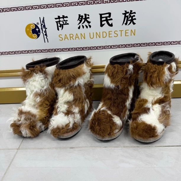 208-38女士冬季棕白羊羔毛靴子