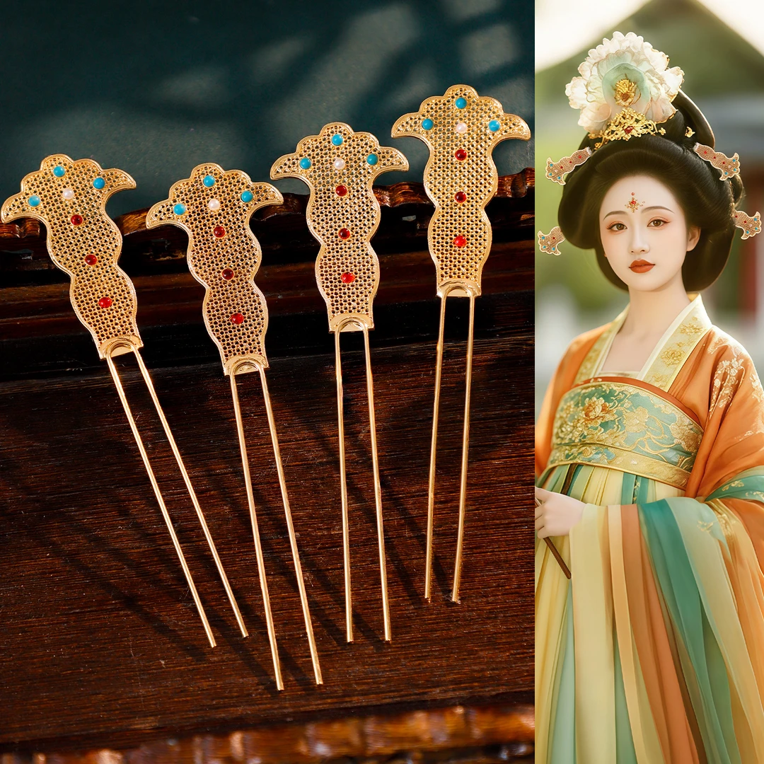 古风汉服发饰百搭气质手工合金发钗复原唐风头饰写真发簪复古配饰