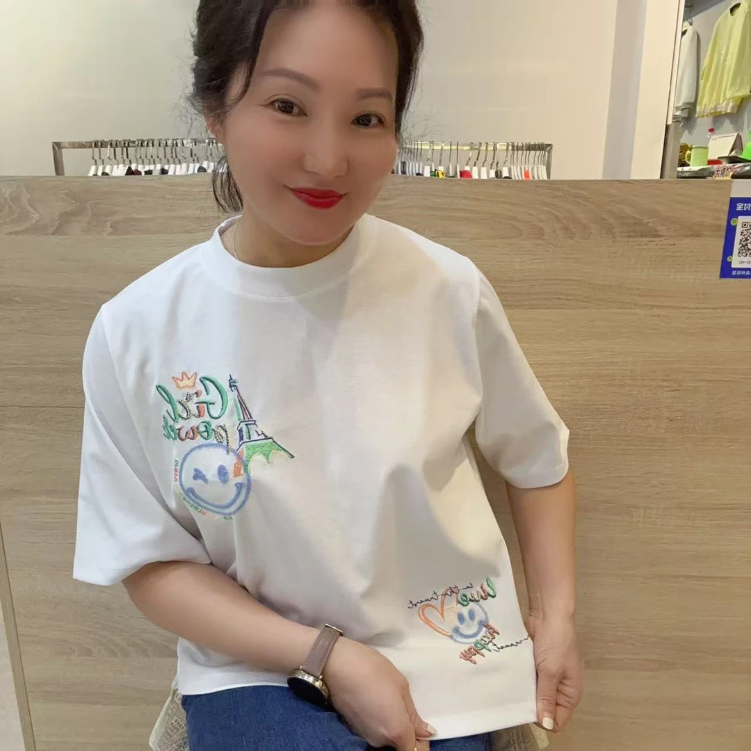 彦竹韩国正品时尚圆领白色百搭休闲韩版短袖T恤女士