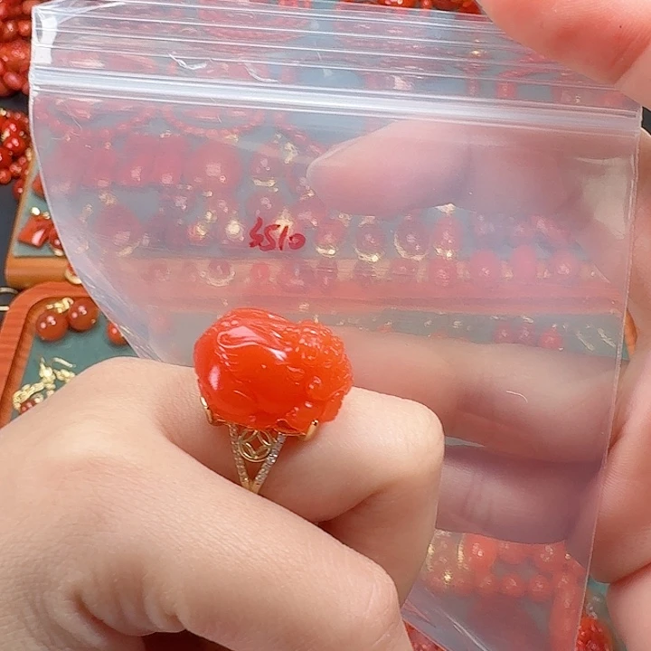 南红玛瑙银S925镶嵌戒指