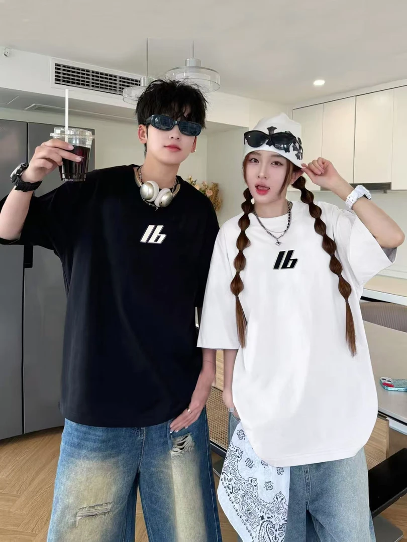 0504青少年百搭宽松英文Ib印花短袖