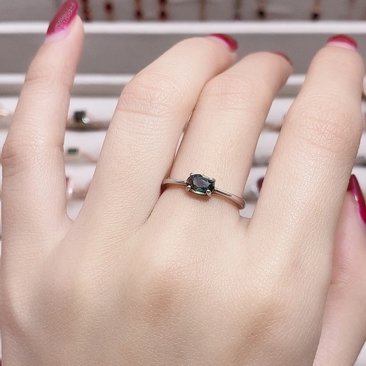 戒指蓝宝石银S925镶嵌戒指