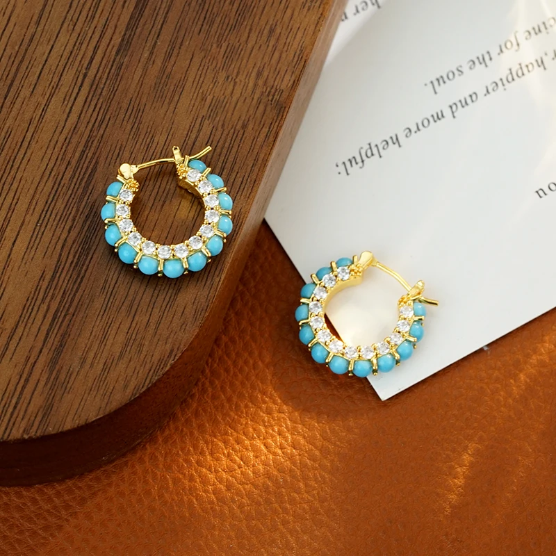 纯铜耳饰 5731【蓝色意境】气质轻奢欧美设计师显肤白耳环