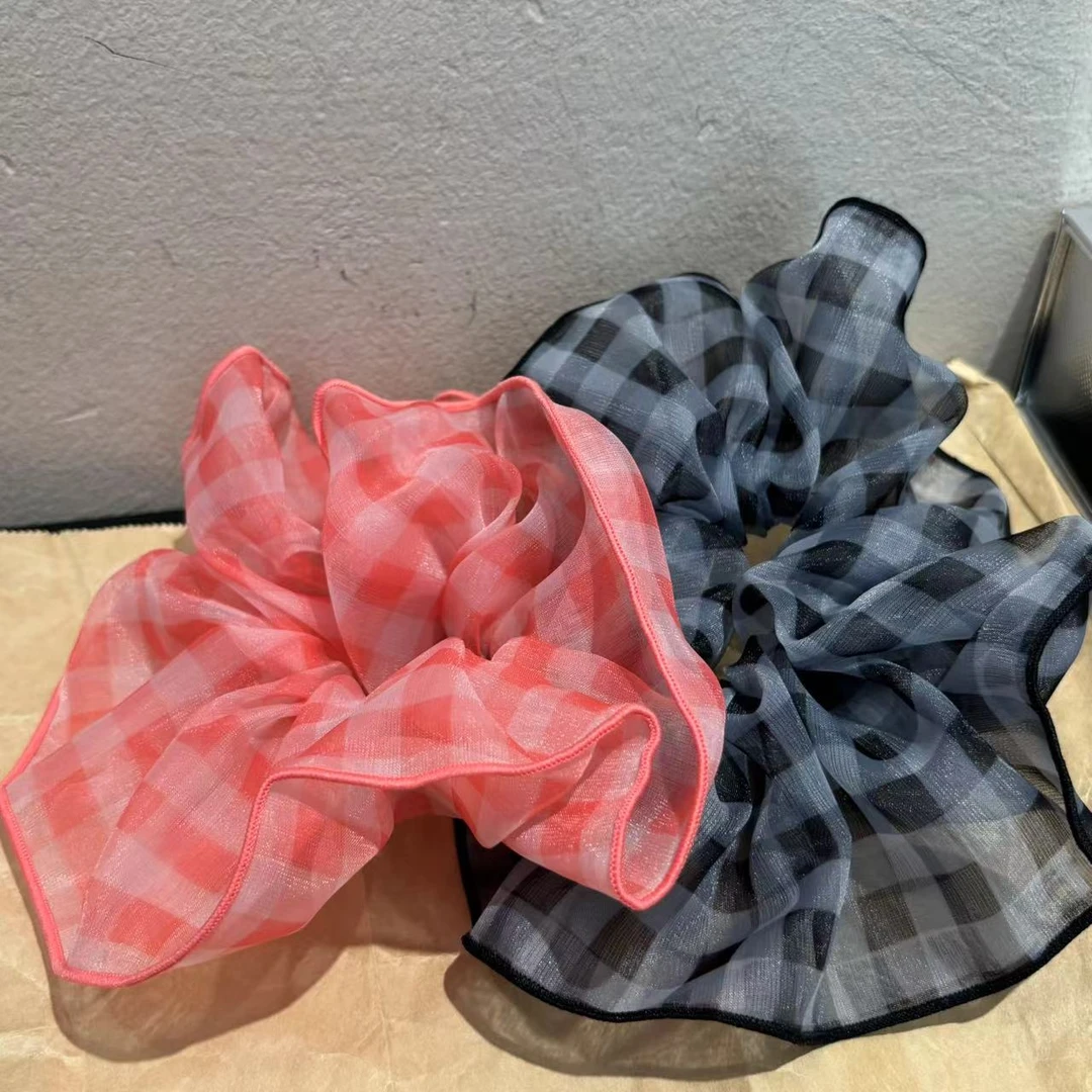 韩国时尚格子发圈T751