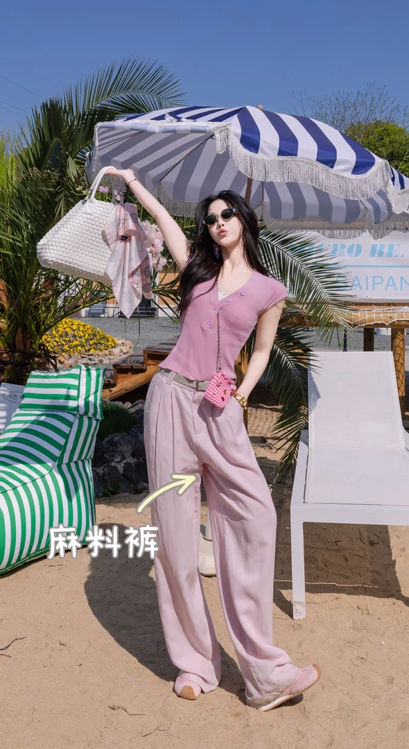 SISTER姐妹家【夏日多巴胺穿搭】宽松显瘦棉麻高级感休闲裤配腰带