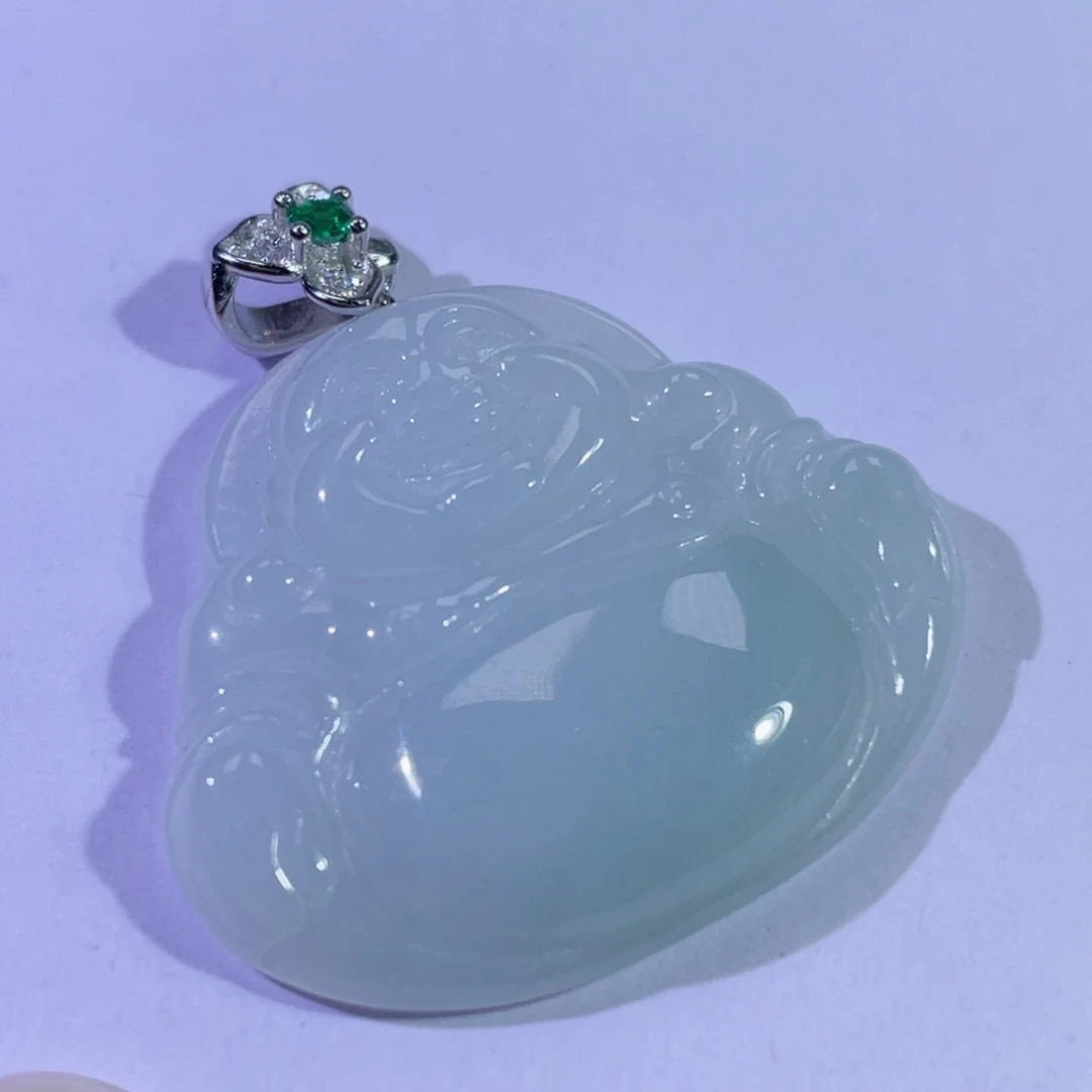翡翠银S925镶嵌颈饰佛公