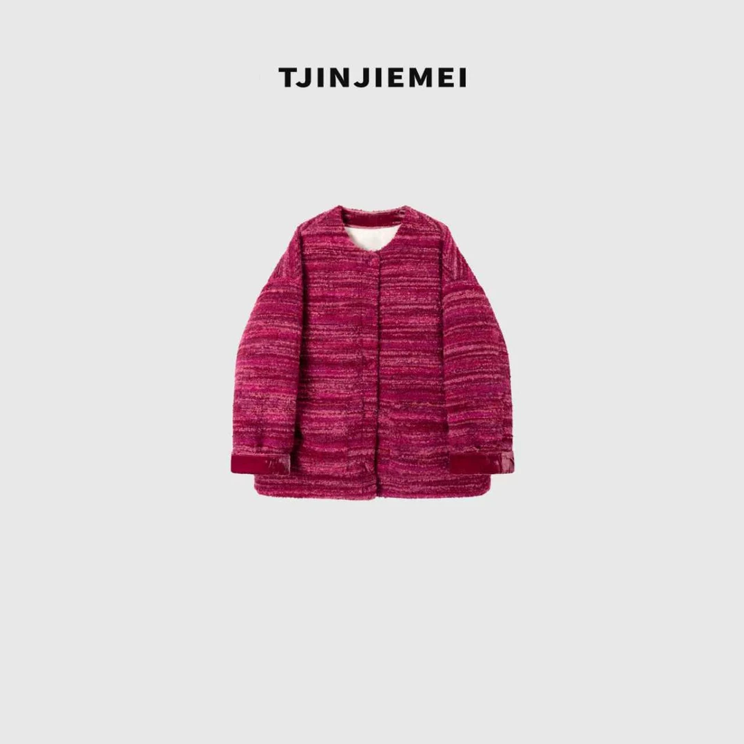 T井姐妹【树莓】超显白设计感羊毛混纺小香鹅绒服外套YRF2511-TJ572