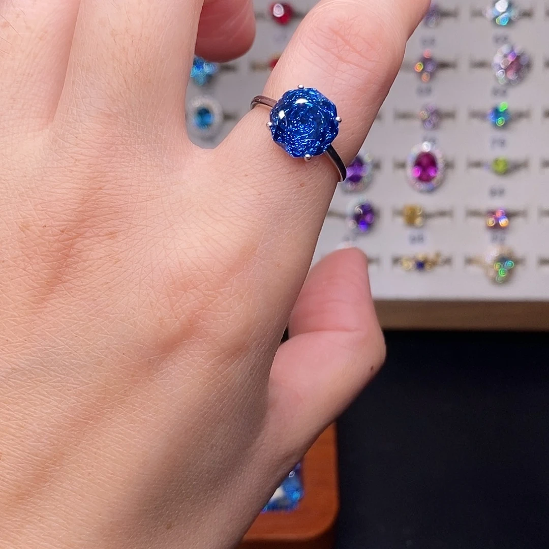 戒指红宝石银S925镶嵌