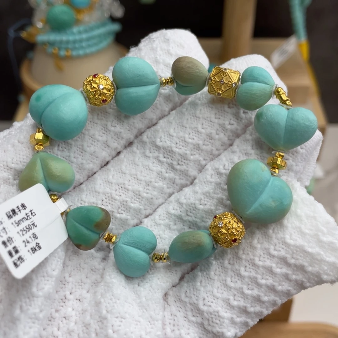 绿松石未镶嵌炫彩屁桃单圈