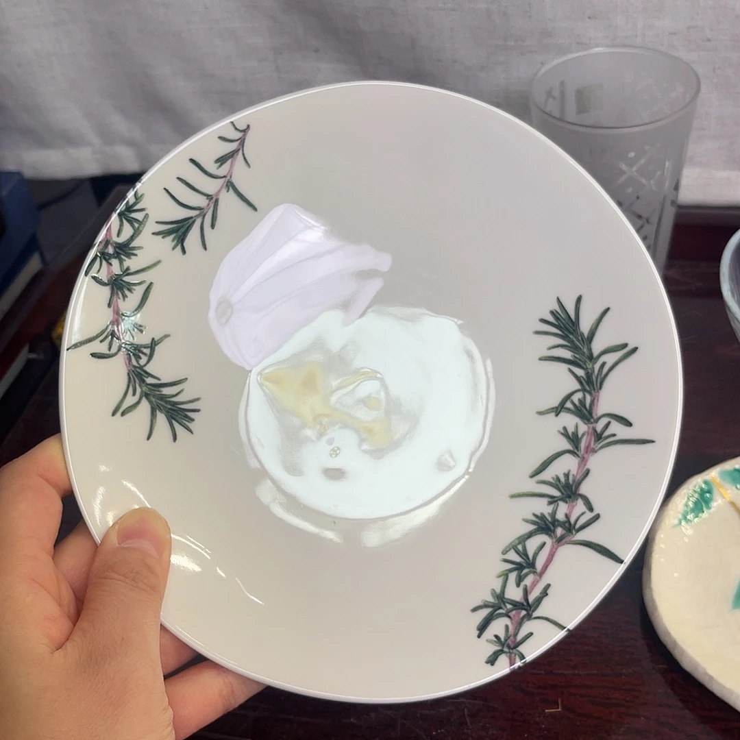 瓷片迷迭草清新盘子15