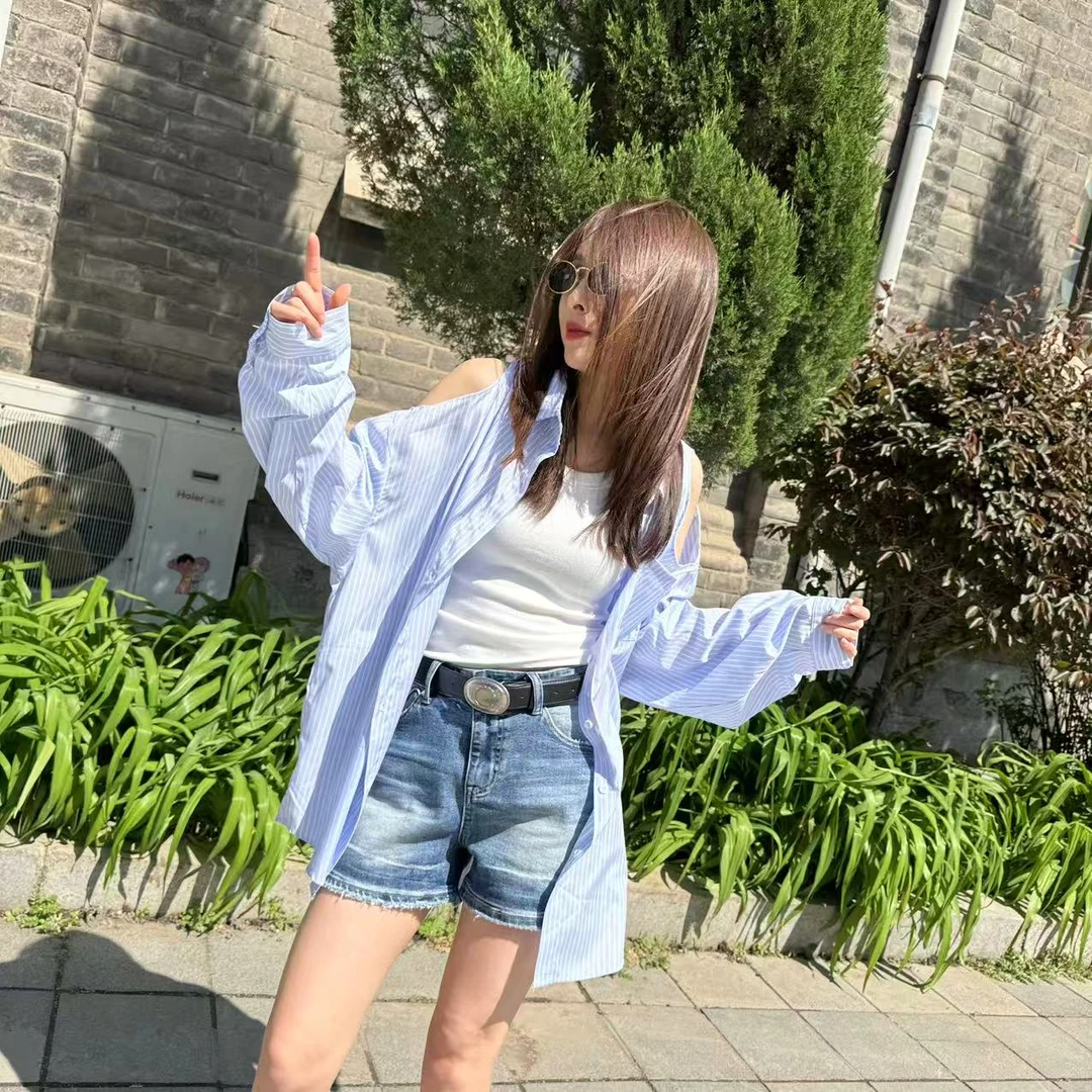 XLJ慵懒风条纹衬衫7380