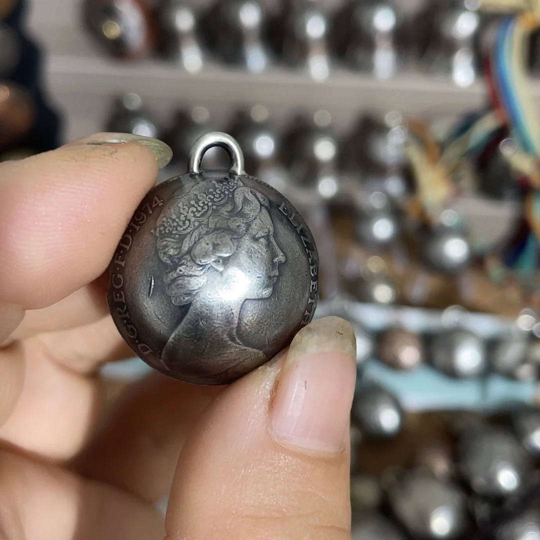 美***源英国十便士微瑕硬币铃铛挂件