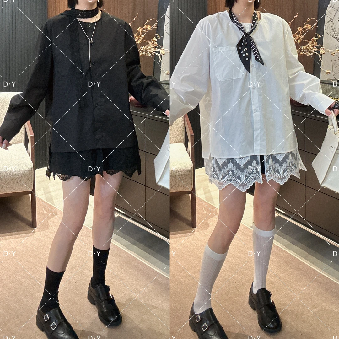 Dayuan 简约拼接蕾丝减龄百搭衬衫502019