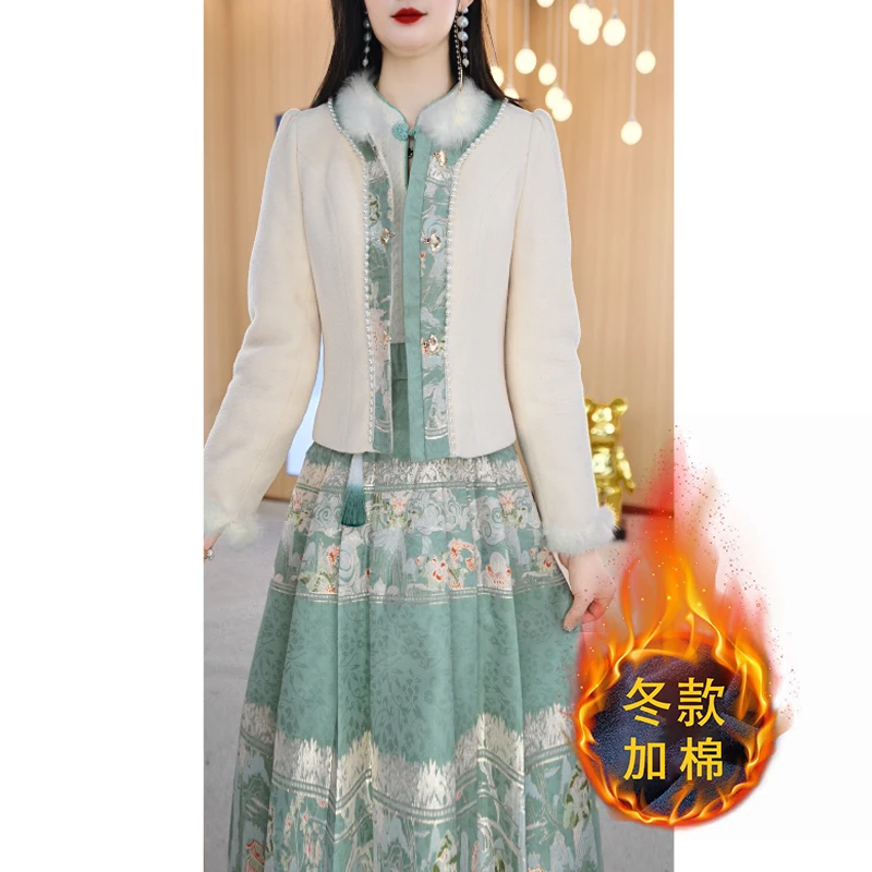 专属 高定款收腰显瘦显白水滴领加棉连衣裙M-5XL