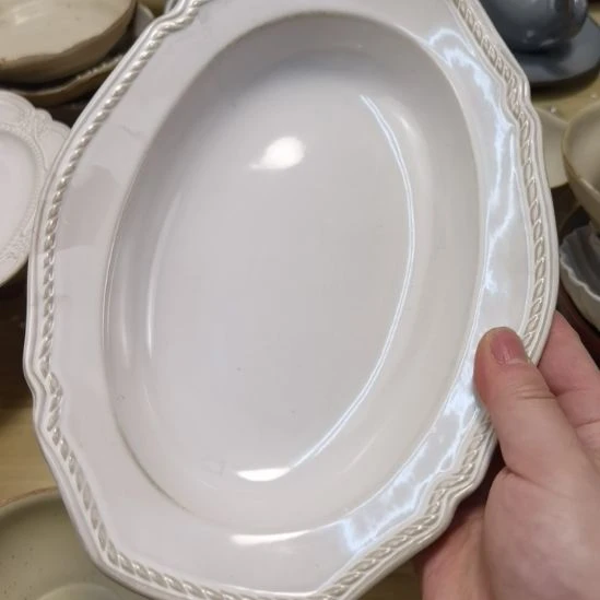 瓷片微瑕麻花辫椭圆深盘两个一组