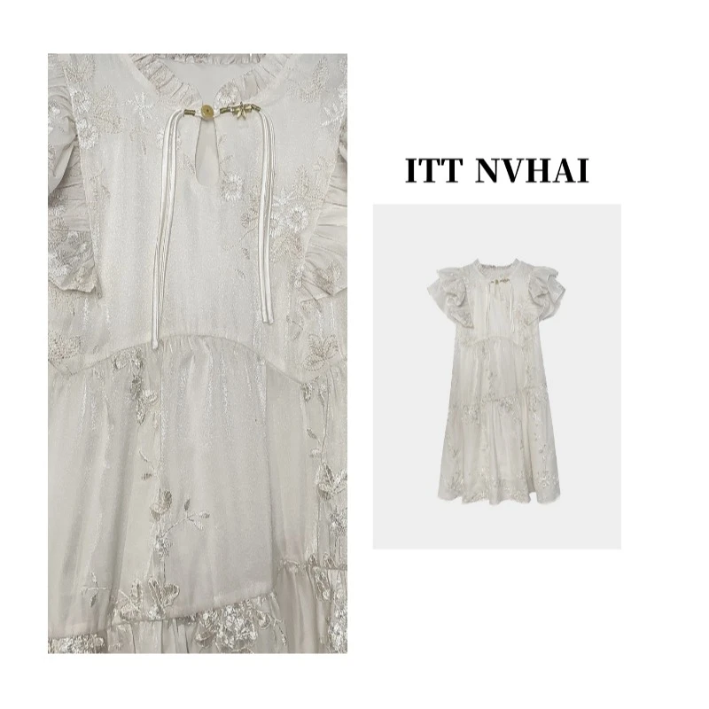 【泽天专属】编码“43”【白茉莉】高级提花气质显瘦连衣裙JC-A1421蕾丝