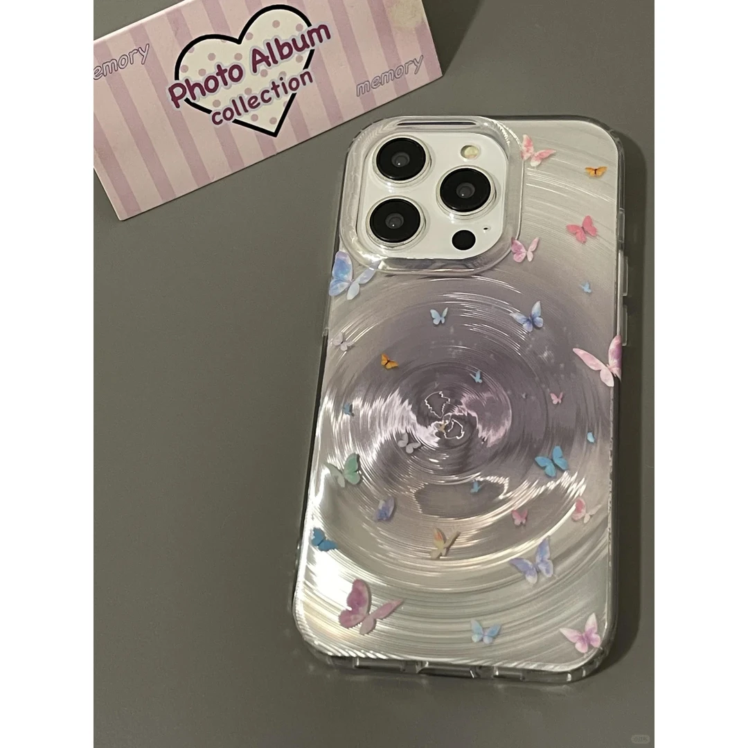 欧克里里七彩蝴蝶流光适用苹果16/15手机壳vivo华为p70小米14oppo